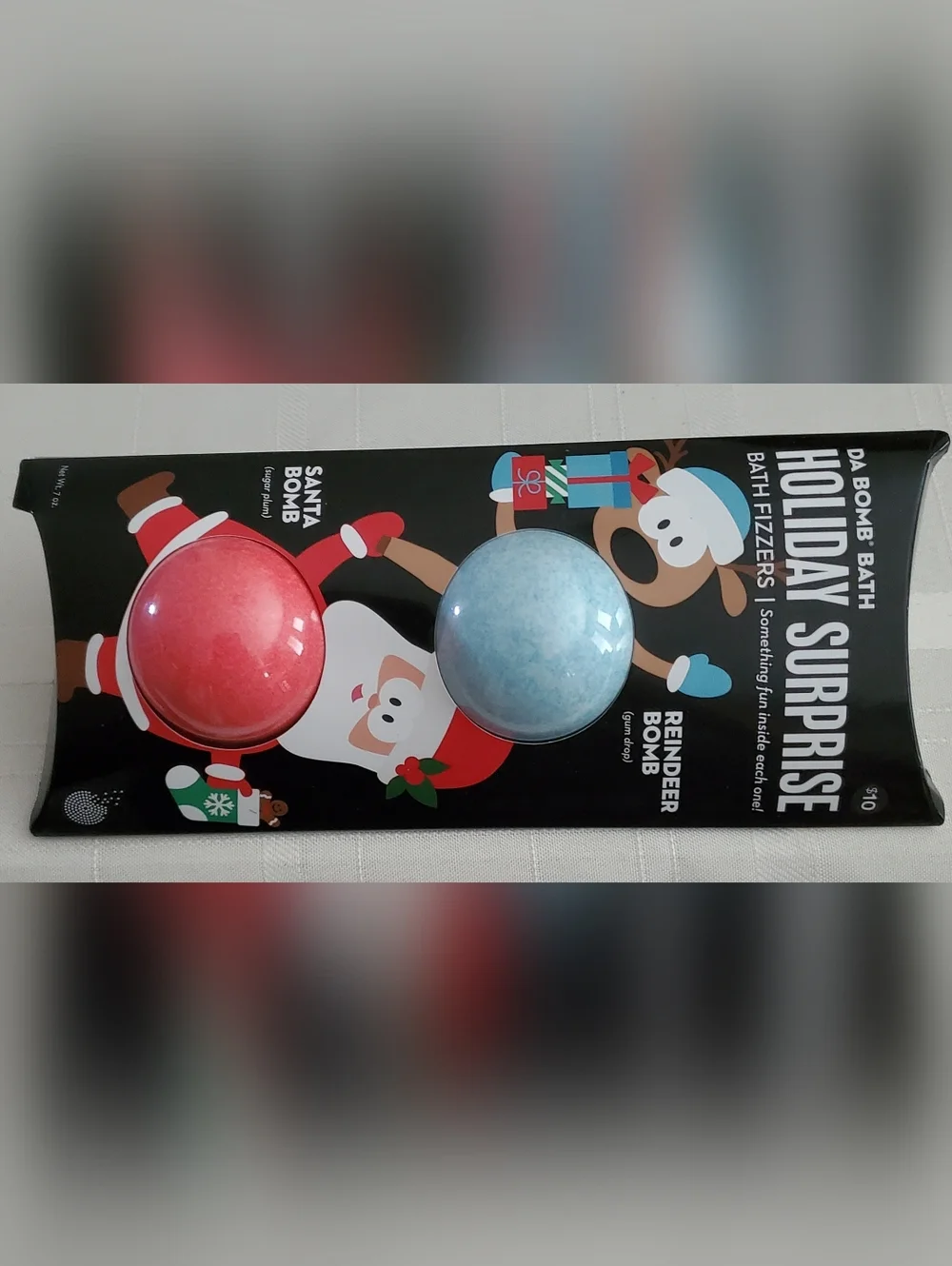 Holiday Surprise Bath Fizzers - Red & Light Blue Holiday Bath Bomb Duo
